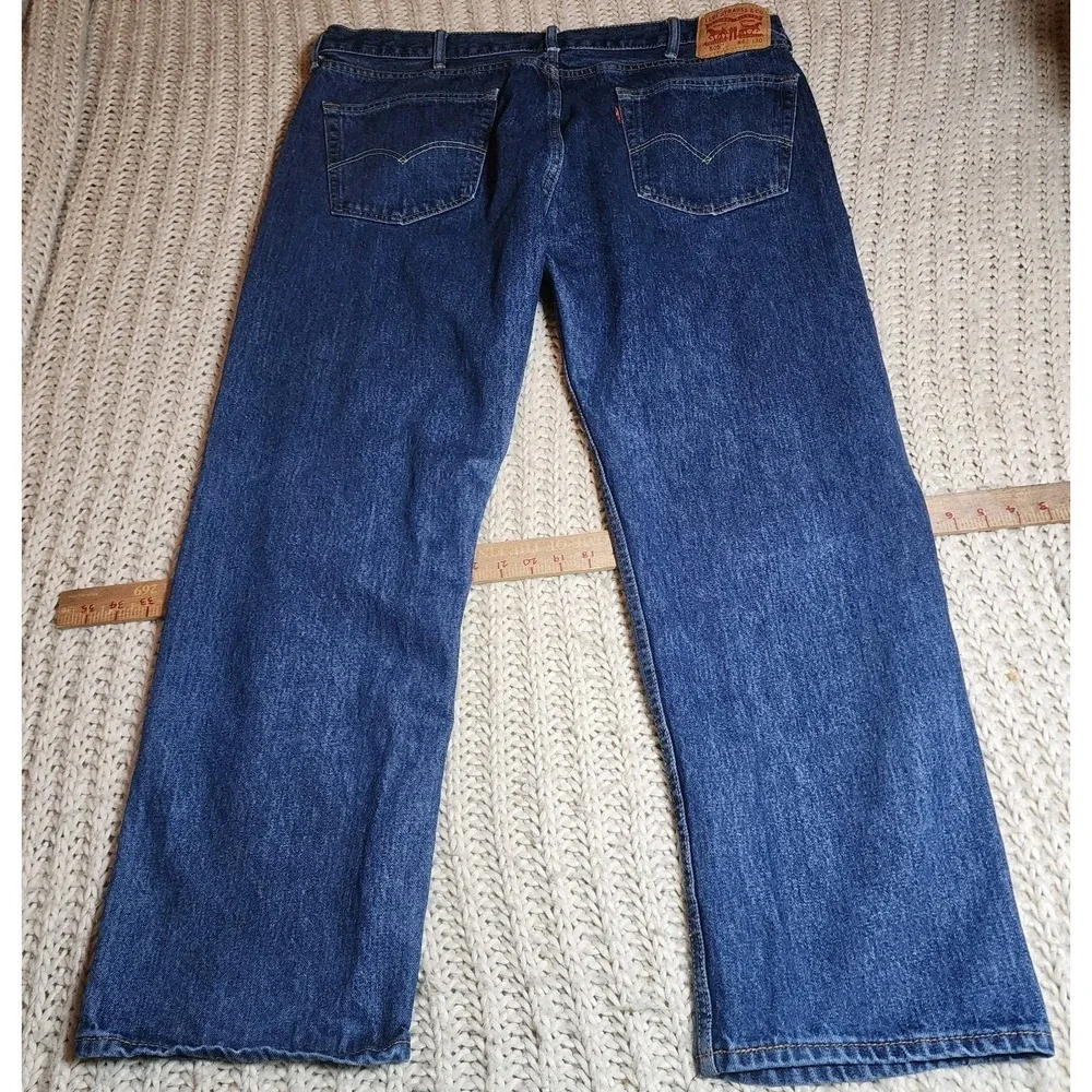 Levis 505 Mens Jeans 42x30 Regular Fit Straight Dark Wash Denim Classic